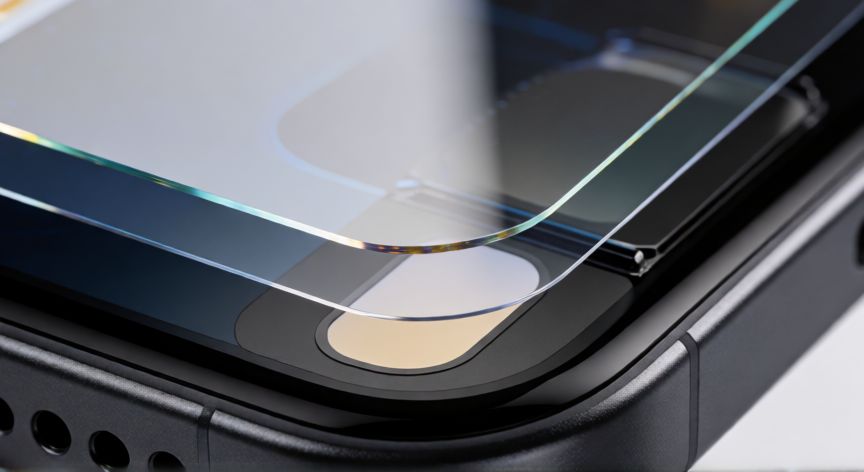 Vista macro de la estructura interna de una pantalla Super AMOLED con capta táctil integrada