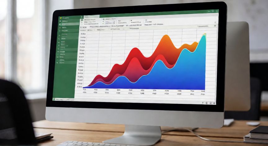 excel en 3d, Pantalla de ordenador mostrando un gráfico de superficie 3D en Microsoft Excel con datos topográficos