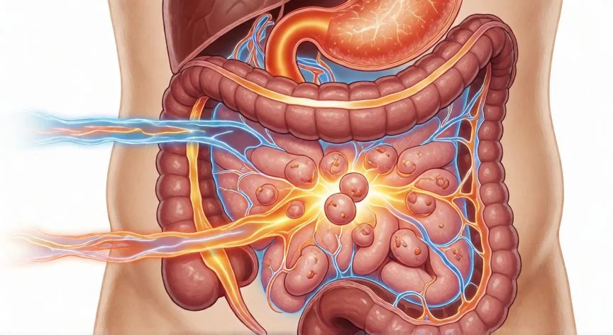 hay diferencia entre comer y alimentarse, Madre leyendo etiqueta nutricional en la cocina mientras su hijo come fruta fresca