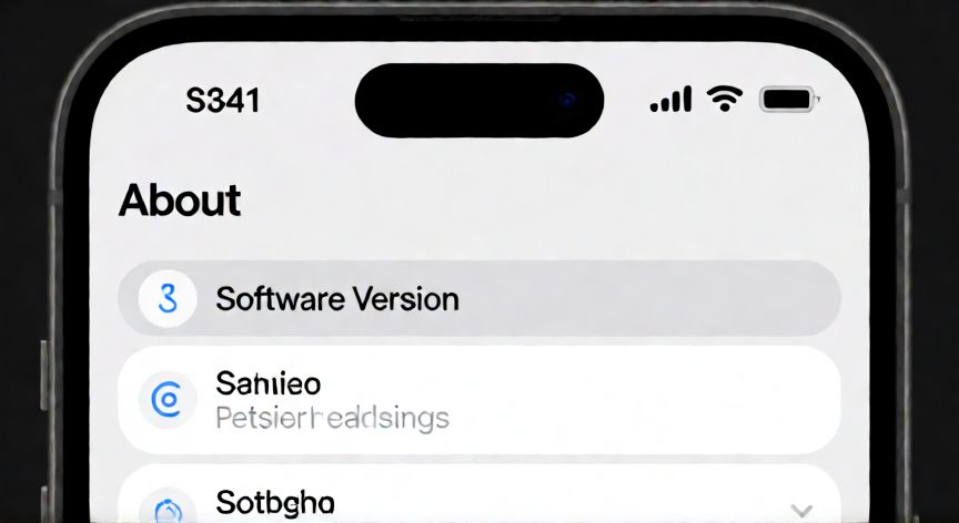 Pantalla de ajustes del iPhone mostrando la versión de software iOS