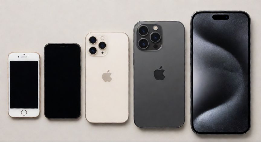 iphone que ios es, Comparación de varios modelos de iPhone mostrando la evolución del hardware