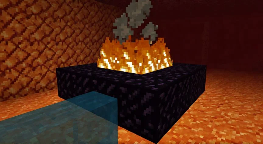 mejor forma de conseguir xp en minecraft, Granja de Blaze en el Nether con plataforma de obsidiana y túnel de lava