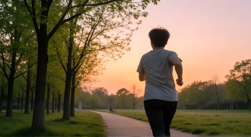 mejor forma de dejar de fumar, Persona corriendo por un parque al amanecer, mostrando bienestar tras dejar de fumar