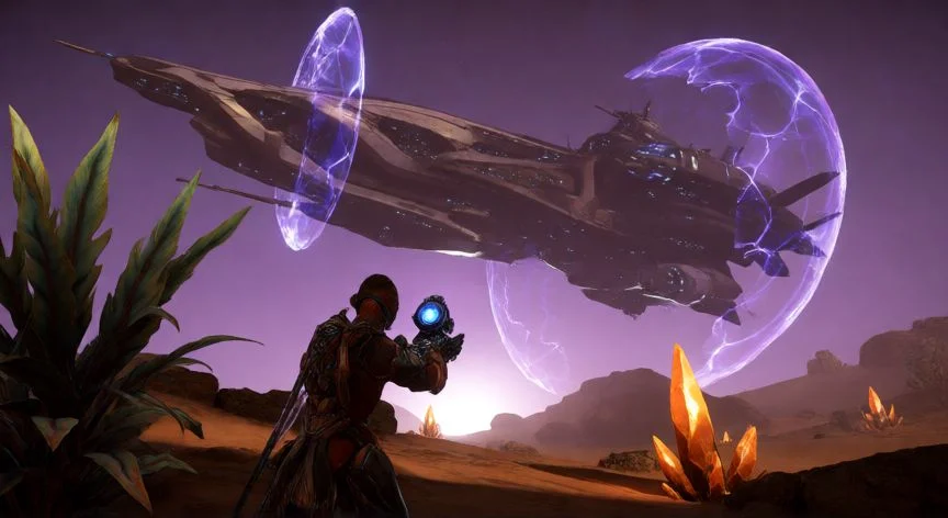 mejor forma de farmear kuva, Barco Corpus en órbita de Marte siendo escaneado por un jugador de Warframe