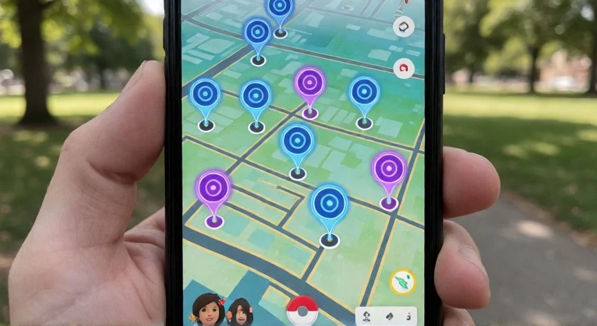 mejor forma de furfrou pokemon go, Mapa de Pokémon Go con marcadores de raids y PokéStops visibles en pantalla