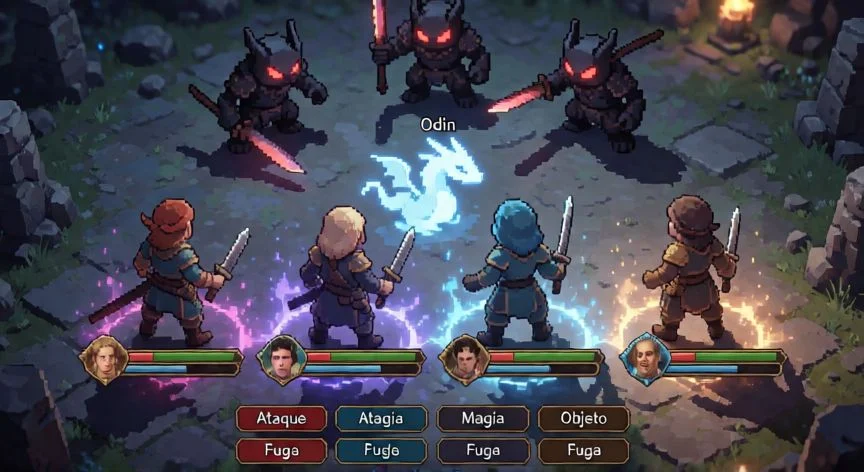 mejor forma de jugar final fantasy 9, Escena de combate por turnos de Final Fantasy 9 con invocación activa