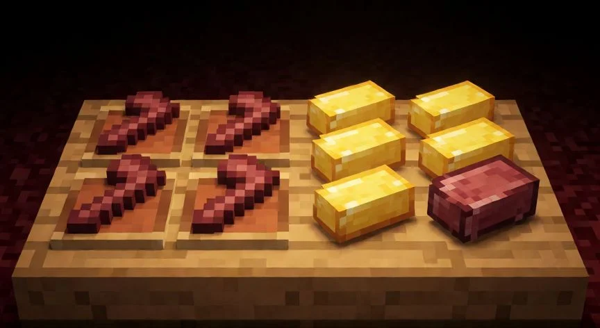 mejor forma de minar netherita, Receta de crafting de barra de netherita con fragmentos y lingotes de oro