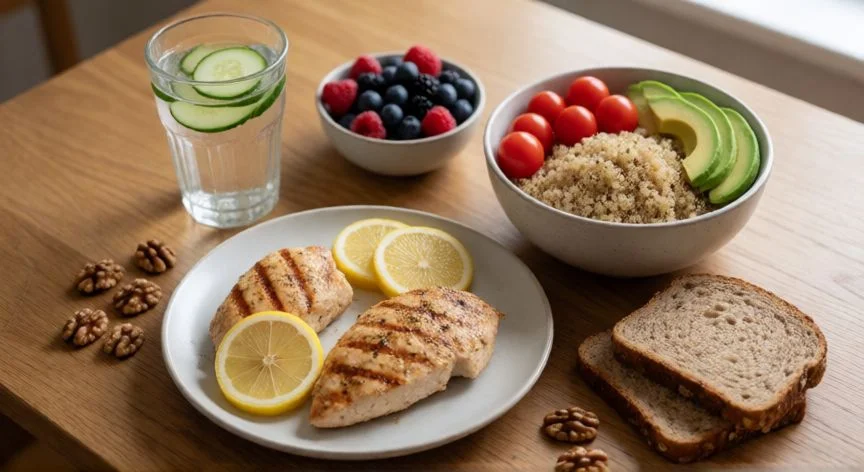 mejor forma de quemar grasa, Comida equilibrada con proteína, carbohidratos complejos y grasas saludables