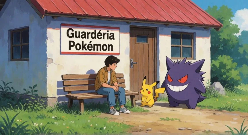 mejor forma de subir de nivel en pokemon rojo fuego, Persona en la Guardería Pokémon con un Pikachu y un Gengar junto a la puerta