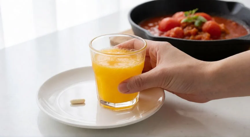 mejor forma de tomar hierro, Zumo de naranja junto a un suplemento de hierro para mejorar la absorción