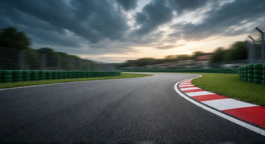 Circuito de karting moderno en el País Vasco al atardecer