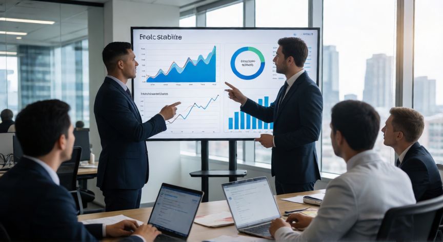 Profesionales analizando datos de salarios en una oficina moderna