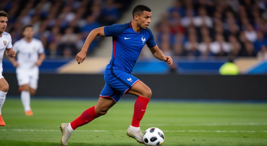 mejor pais de futbol del mundo, Jugador de la selección francesa de fútbol en plena jugada