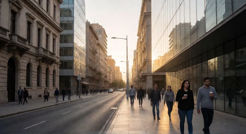Vista urbana y tranquila de una ciudad latinoamericana segura