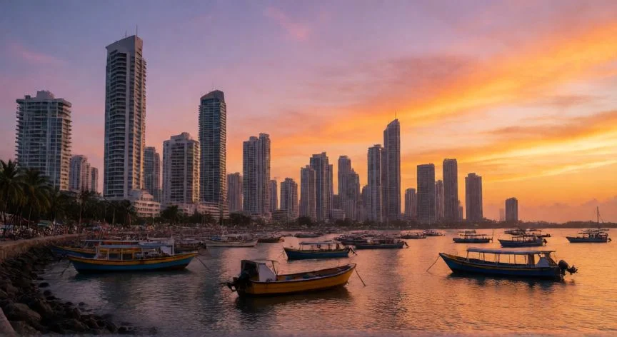 mejor pais de latinoamerica para emigrar, Panorama de una ciudad costera latinoamericana con oportunidades fiscales