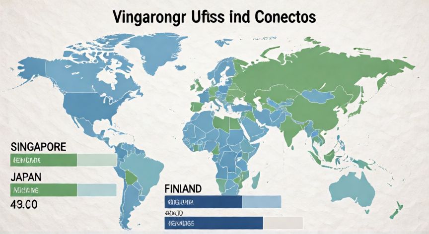 mejor pais informe pisa, Mapa mundial con barras de clasificación mostrando los mejores países en PISA