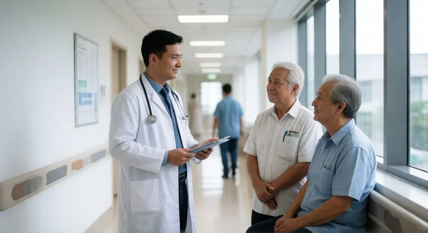 mejor pais jubilarse, Pasillo de hospital moderno en Malasia con personal médico