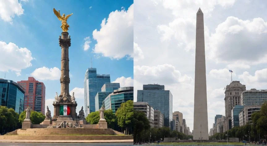 Comparativa arquitectónica entre monumentos de México y Argentina
