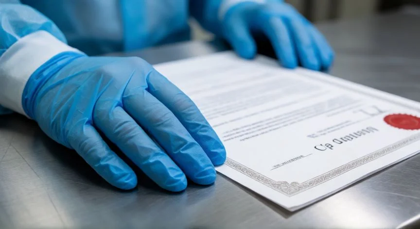 mejor país para operarse de cirugía estética, Manos de médico sosteniendo certificado de acreditación clínica