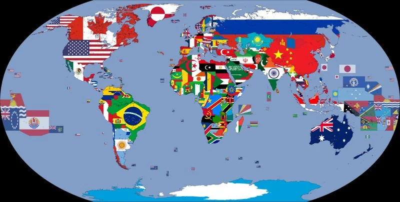 mejor pais para urban vpn, Mapamundi con banderas de todos los países para elegir servidor VPN