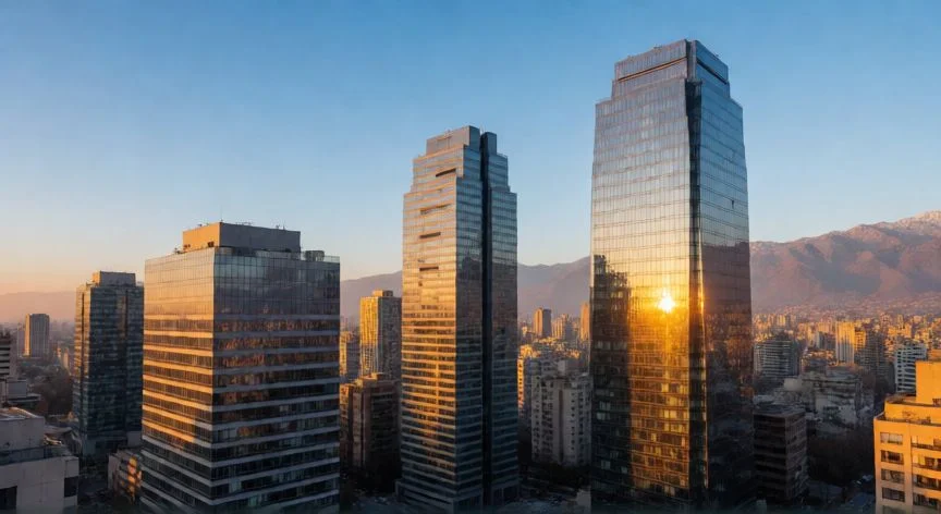 Vista panorámica de la ciudad de Santiago de Chile con montañas al fondo