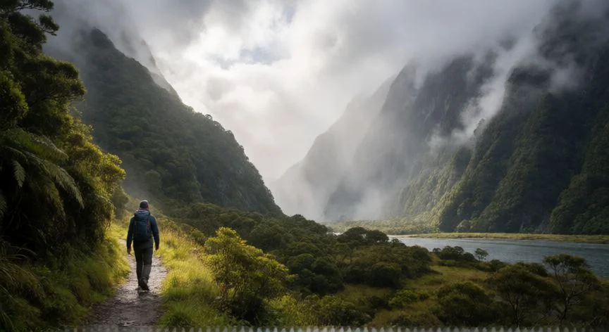 mejor pais para working holiday, Paisaje montañoso y verde en Nueva Zelanda perfecto para la aventura