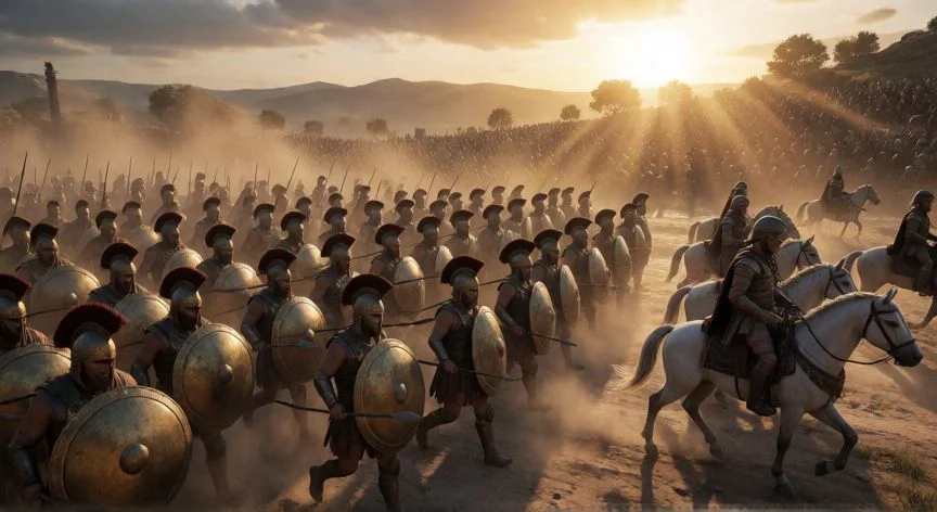 Ejército de Grecia marchando en batalla en Rise of Kingdoms