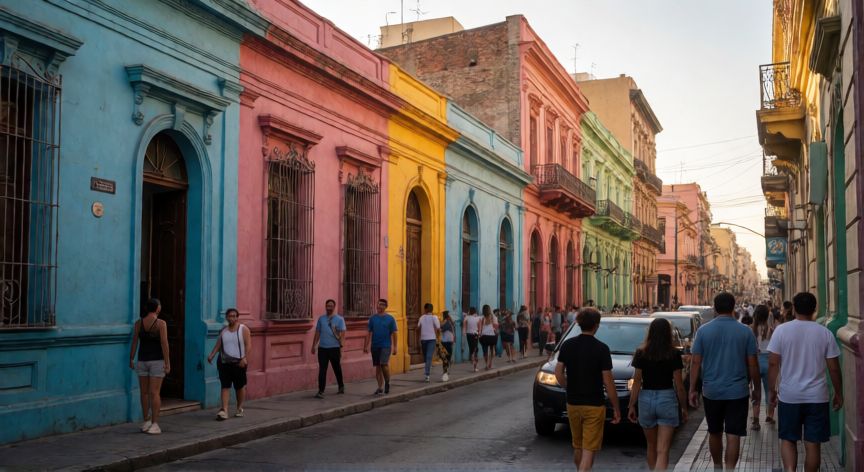 mejor pais sudamerica, Escena urbana vibrante en las calles de Buenos Aires, Argentina