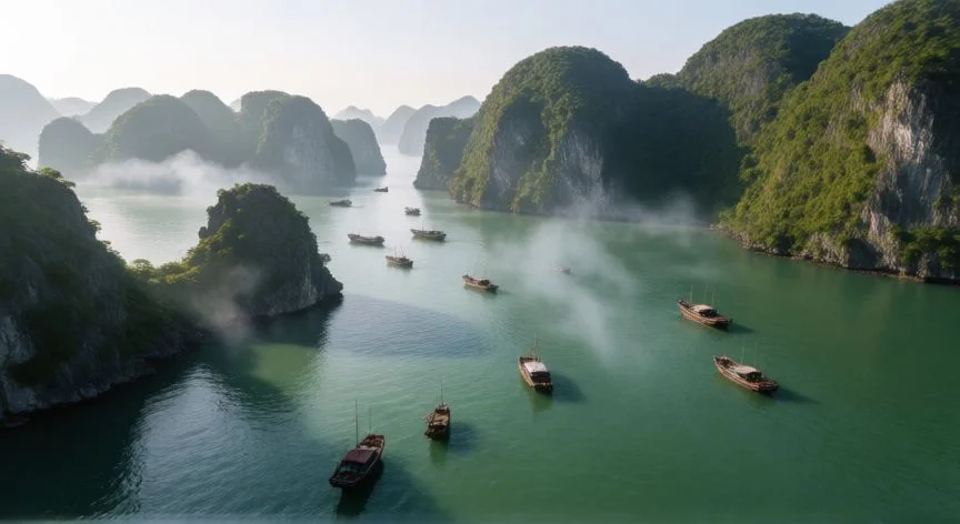 mejor pais sudeste asiatico para viajar, Vista aérea de la bahía de Ha Long en Vietnam