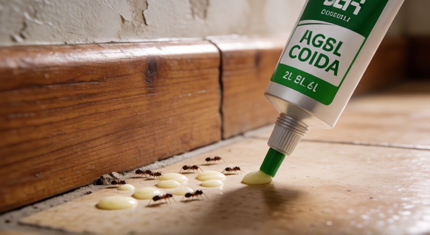 mejor producto para acabar con las hormigas, Aplicación de gel insecticida en la cocina para eliminar hormigas