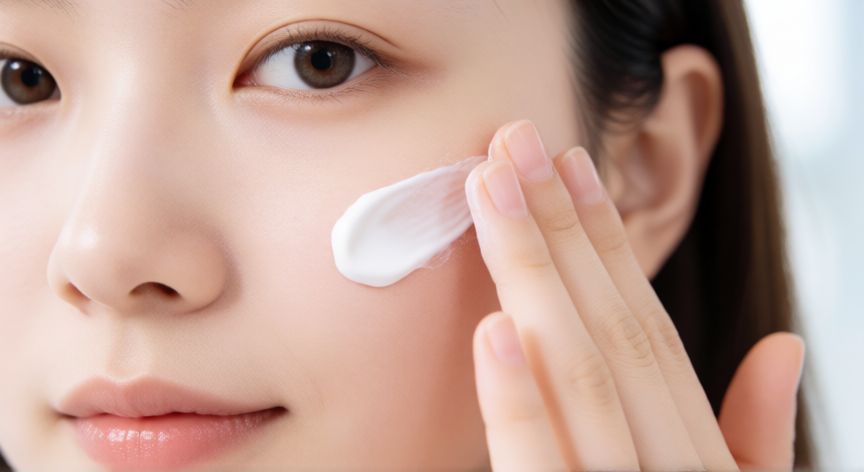 mejor producto para acne juvenil, Joven aplicando crema derma para acné en la mejilla con luz suave