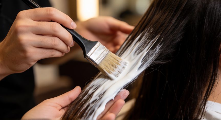 mejor producto para alisado japones, Aplicación profesional de producto para alisado japonés en el cabello