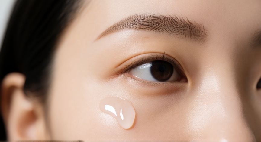 mejor producto para bolsas y ojeras, Aplicación de sérum con cafeína en el contorno de los ojos para tratar las bolsas