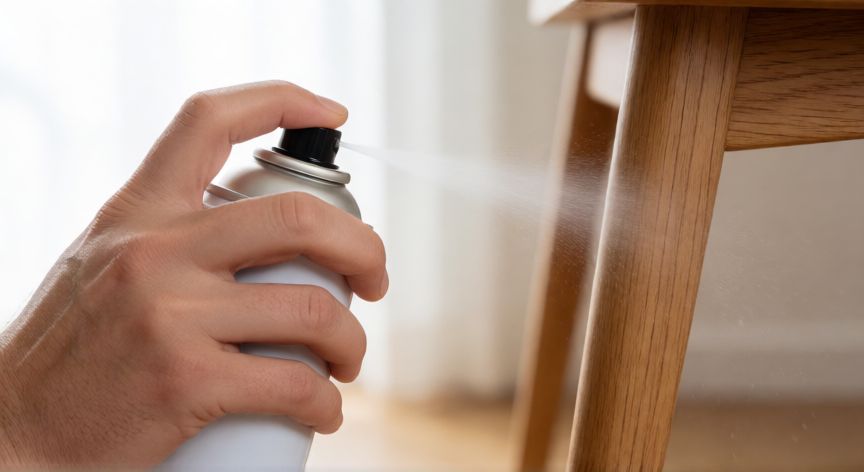 mejor producto para carcoma, Aplicación de insecticida líquido en mueble de madera