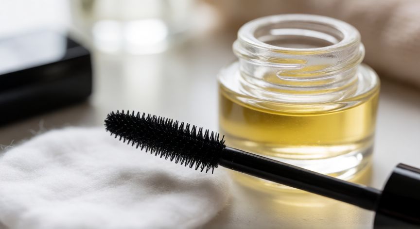 mejor producto para crecimiento de cejas, Productos de cuidado para cejas y pestañas sobre una mesa de tocador