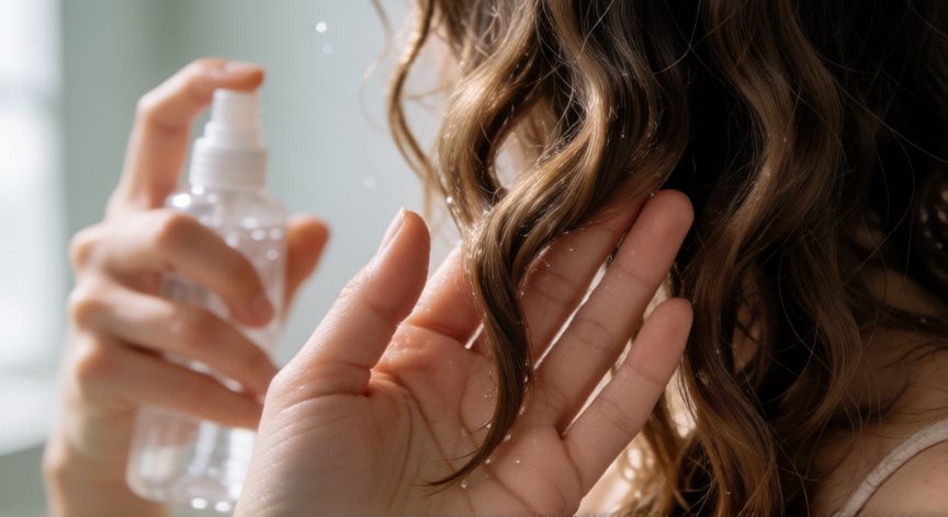 mejor producto para definir ondas, Manos peinando cabello ondulado con producto hidratante