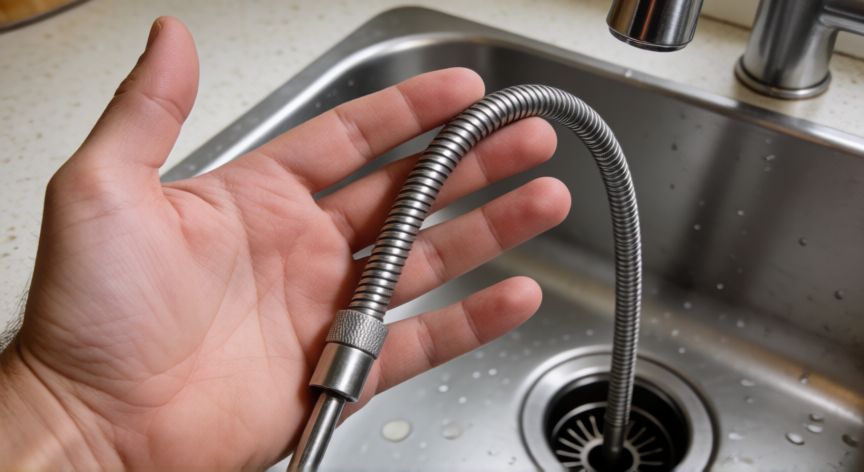 mejor producto para desatascar fregadero, Uso de sonda metálica para desatascar fregadero