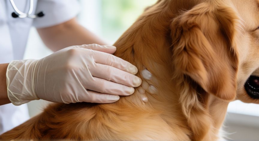 mejor producto para garrapatas perros, Veterinario aplicando spot-on antiparasitario en la nuca de un perro
