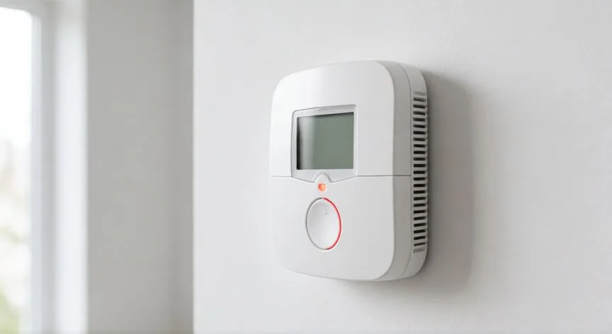 mejor producto para gases, Detector de monóxido de carbono moderno instalado en una pared doméstica