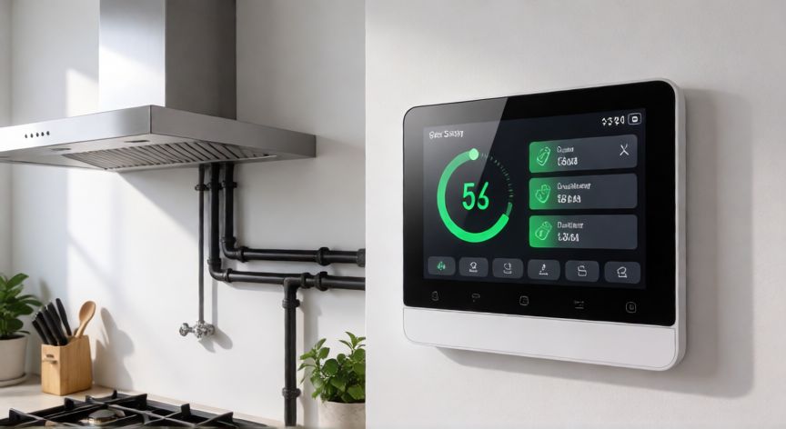 mejor producto para gases, Panel de control inteligente de seguridad de gas en una cocina moderna