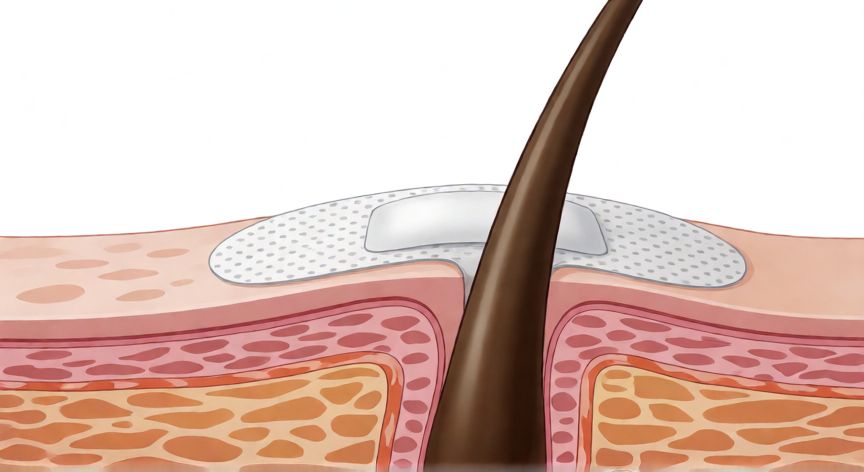 mejor producto para granos localizados, Esquema médico de parche hidrogel absorbiendo impurezas del poro