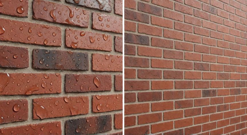 mejor producto para impermeabilizar, Comparativa de fachada con y sin tratamiento hidrofugante
