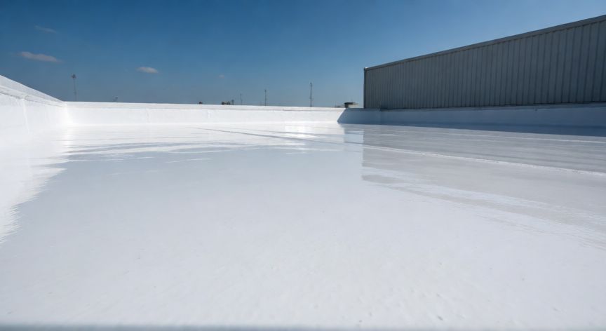 mejor producto para impermeabilizar techos, Techo plano con recubrimiento impermeabilizante blanco reflectante al sol