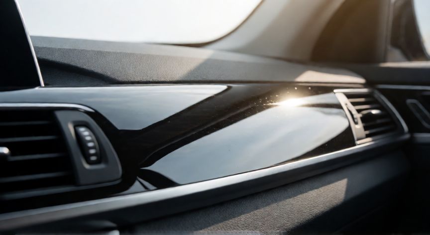 mejor producto para interior de carro, Aplicación de protector UV en el tablero de un coche para evitar el envejecimiento por sol