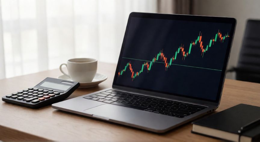mejor producto para invertir, Análisis de mercado bursátil en una oficina con gráficos de crecimiento