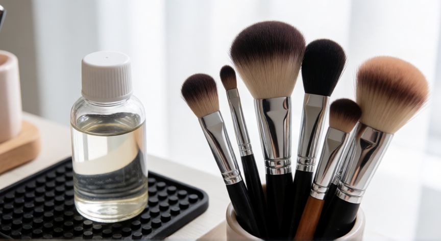 mejor producto para limpiar brochas, Kit de limpieza para brochas con limpiador líquido y tapete