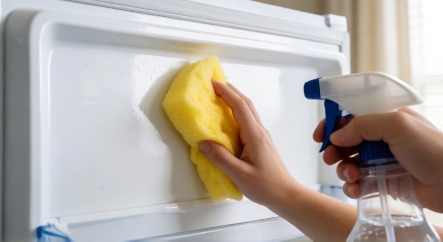 mejor producto para limpiar el congelador, Limpiando el interior de un congelador con una esponja suave