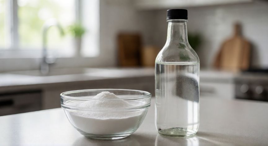 mejor producto para limpiar el congelador, Bicarbonato de sodio y vinagre blanco como limpiadores naturales