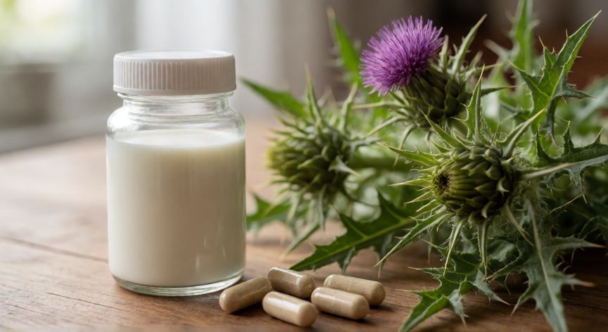 mejor producto para limpiar el higado graso, Suplemento de cardo mariano y planta fresca para la salud hepática