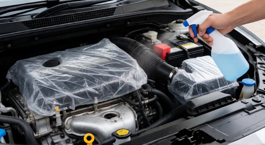 mejor producto para limpiar el motor de un coche, Protección de componentes eléctricos antes de aplicar limpiador de motor